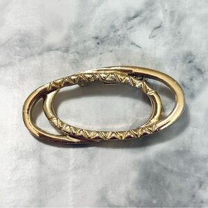 Vintage Art Deco Gerrys Brooch Pin Modernist Double Oval in Gold Tone